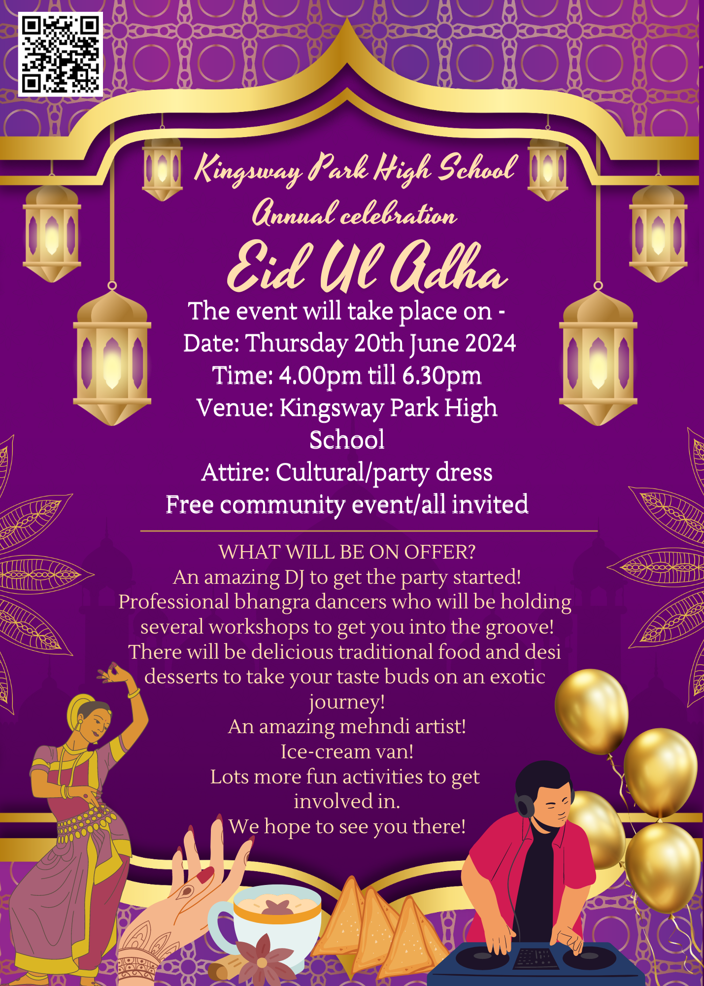 Purple Gold Modern Elegant Eid Gathering Invitation