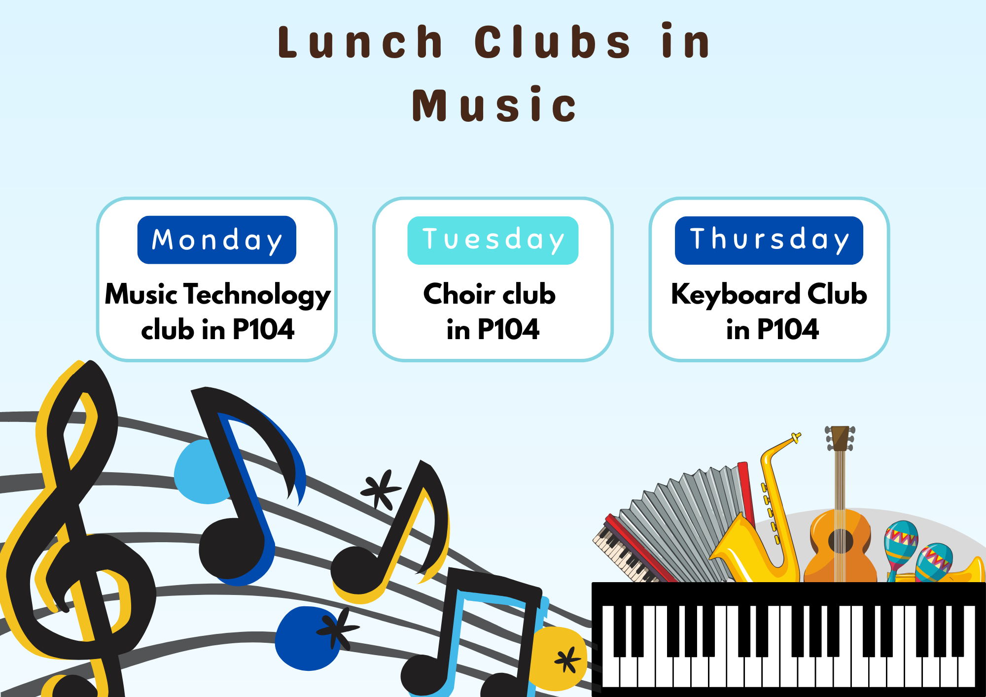 White Illustrated Music Schedule Class