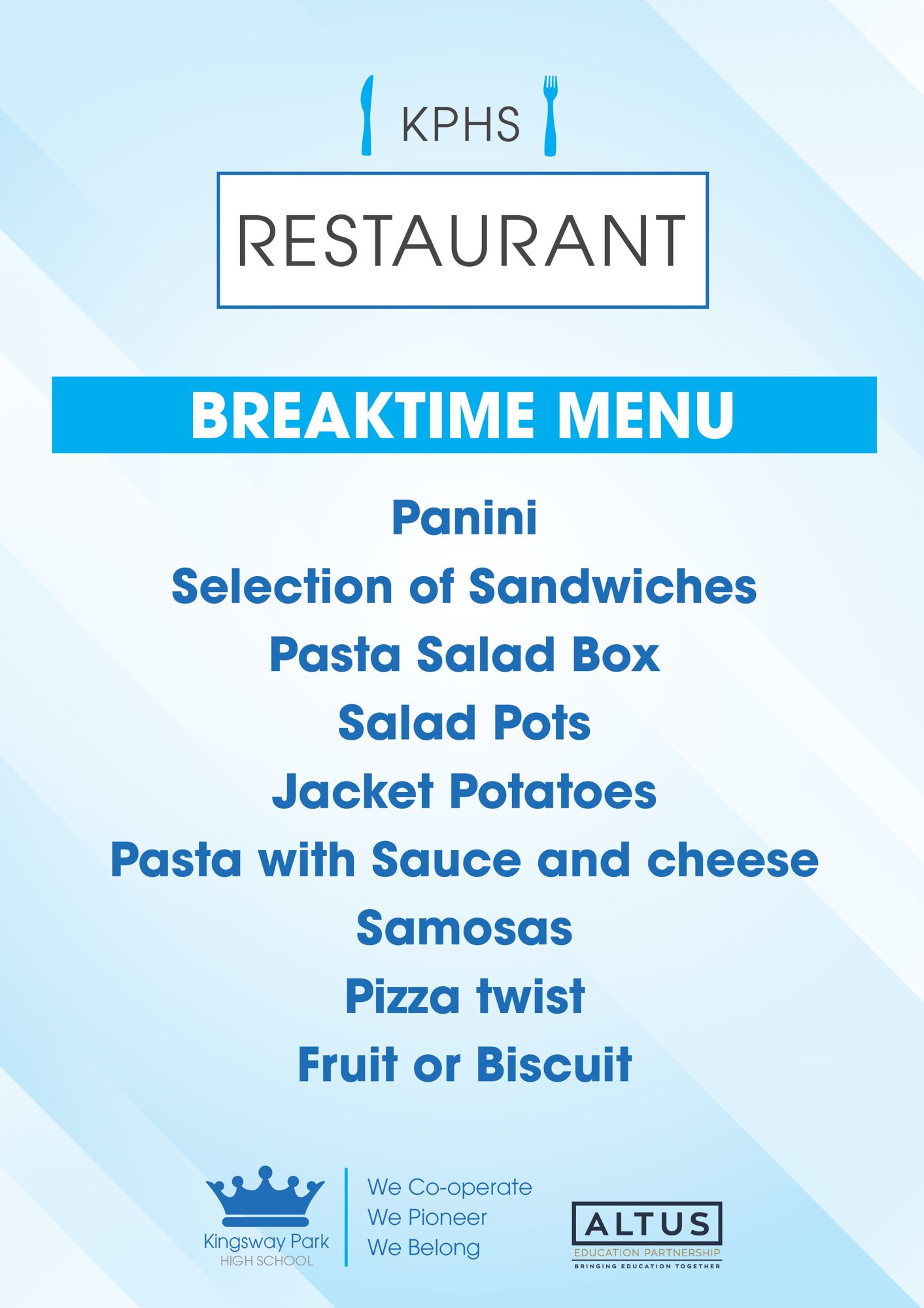 KPHS   Breaktime Menu Poster